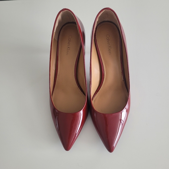 Calvin Klein Gayle Women's Pointy Toe Classic Pump Dress Heels Crimson Red - Picture 4 of 16